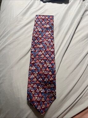Men's Burgundy Floral Geometric Silk Tie